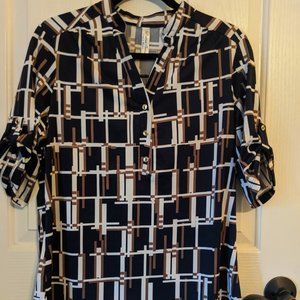 Navy Geometric Blouse